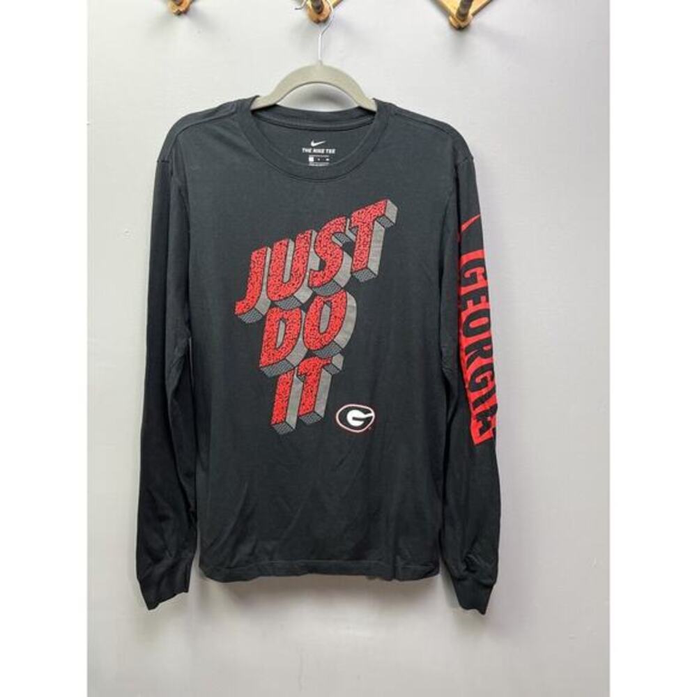 The Nike Tee Long Sleeve Center‎ Logo Black/Red Size Small Just Do It